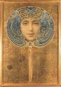 Mask,Symbolist portrait in the form of a fan (mk19) Louis Welden Hawkins